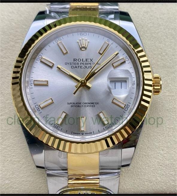 ARF Factory Rolex Datejust 41 126333-0001 41mm Half Yellow Gold Silver Dial 1 b58c8051 dce4 4f3e 8d56 de432851525b Clean Factory Watch