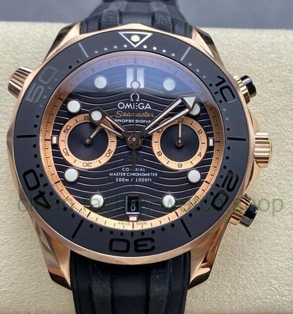 N1 Factory Omega Seamaster Diver 300M Co-Axial Chronometer Chronograph 210.62.44.51.01.001 44mm Rose Gold Black Rubber Strap Black Dial 1 c1b7a0df 9972 4835 9b19 9ad84a6f08bc Clean Factory Watch
