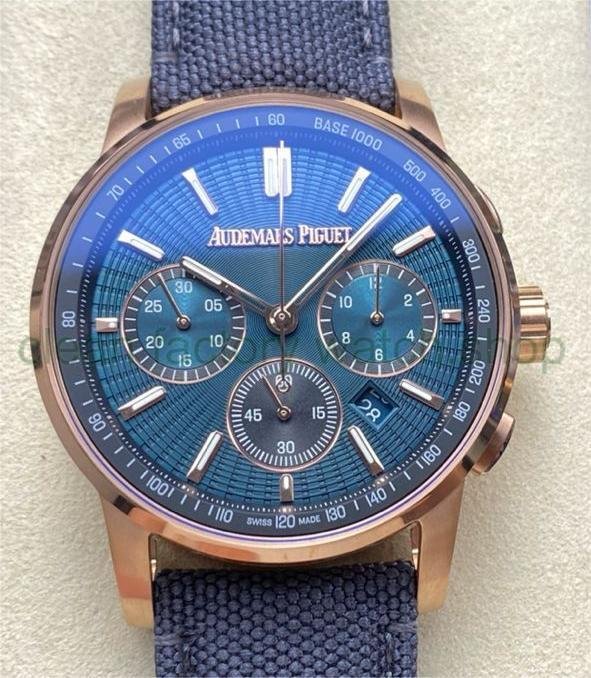 OMF Factory Audemars Piguet Code 11.59 26393OR.OO.A348KB.01 41mm Rose Gold Canvas Strap Lines Blue Dial 1 c6bc914b e46b 46c6 9d14 471167d33c8e Clean Factory Watch