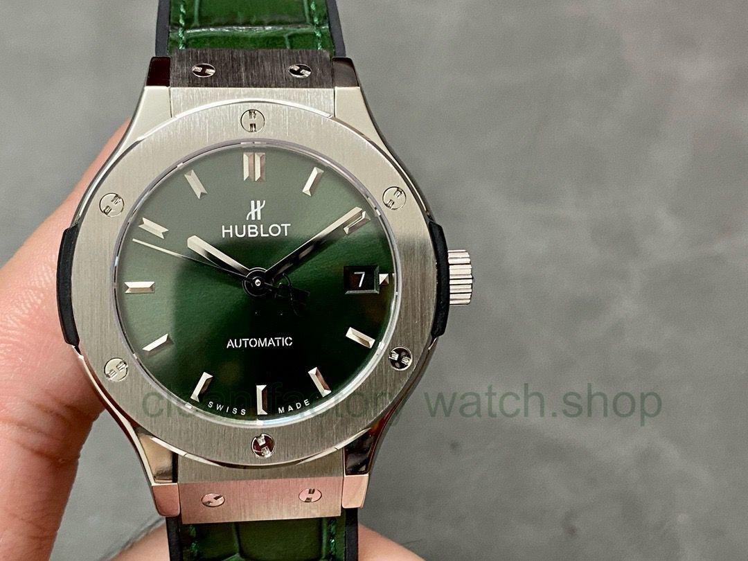 HB Factory Hublot Classic Fusion 565.NX.8970.LR 38mm Titanium Leather Strap Green Dial 1 c7e24edb d577 471a 9716 2c6347670687 Clean Factory Watch