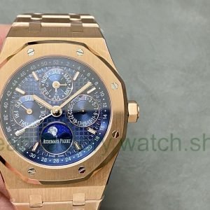 BBR Factory Audemars Piguet Royal Oak Perpetual Calendar 26574OR.OO.1220OR.02 41mm Full Rose Gold Steel Blue Dial