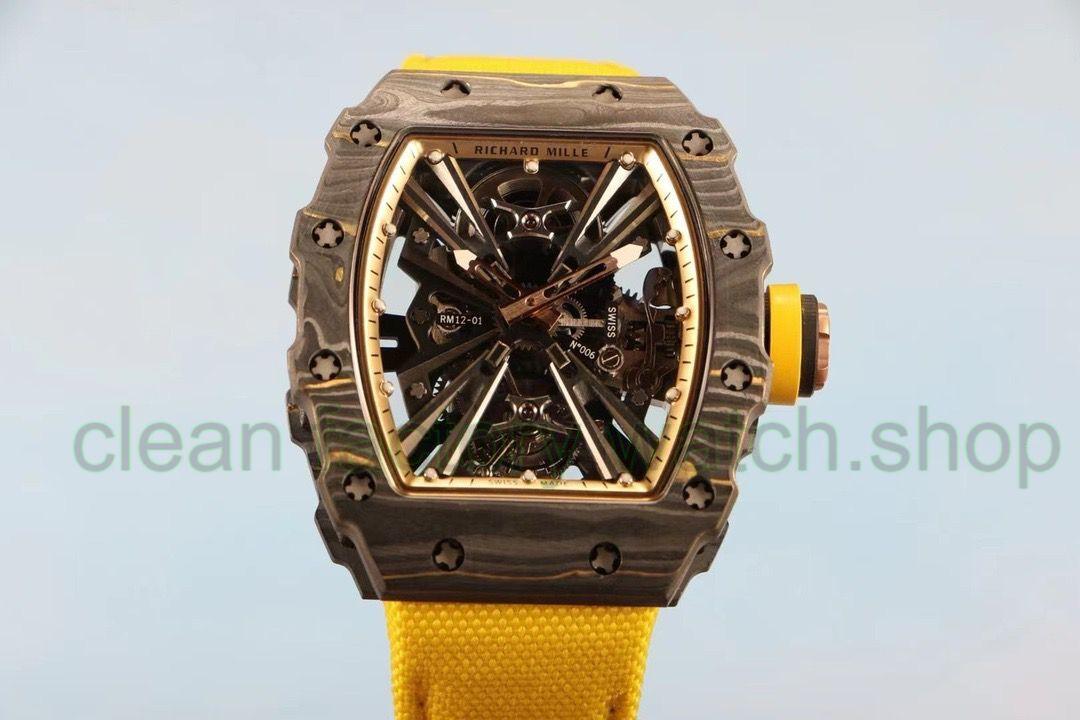 RM Factory Richard Mille RM12-01 39mm Carbon Fiber Yellow Canvas Strap Skeletonized Rose Gold Dial 1 ccd5548c aa61 4e45 aea6 8e48abdc5fcc Clean Factory Watch