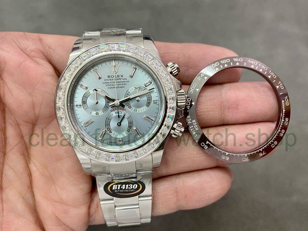 Custom Make Rolex Modification and customization Modification of Moissanite ring Plain watch BT Rolex ice blue Daytona 4130 movement 1 d3aa1b41 63ea 4876 a652 ec391e22dbb5 Clean Factory Watch