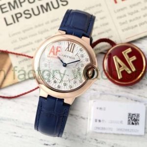 AF Factory Cartier Ballon Bleu WGBB0052 33mm Rose Gold Leather Strap Diamond&Roman Numerals Silver Dial 9 d5d8d760 3fb3 4676 959e ead054bd7e7c Clean Factory Watch