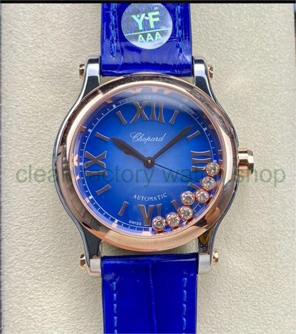 YF Factory Chopard Happy Sport 278578-6003 36mm Steel Leather Strap Roman Numerals Blue Dial 1 d775ac42 0225 4a4a a171 81e4b0294a29 Clean Factory Watch
