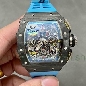 KU Factory Richard Mille RM 011-03 44.5mm Carbon Fiber Blue Rubber Strap Arabic Numerals Skeletonized Dial 2 d77ed93f 084a 4e47 b41c 35caf95f959c Clean Factory Watch