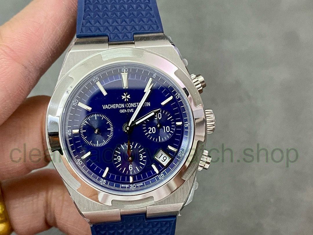 8F Factory Vacheron Constantin Overseas Chronograph 5500V/110A-B148 42.5mm Steel Rubber Strap Blue Dial 1 d8bf7ec1 6bab 47b0 8715 95a6181f6f79 Clean Factory Watch