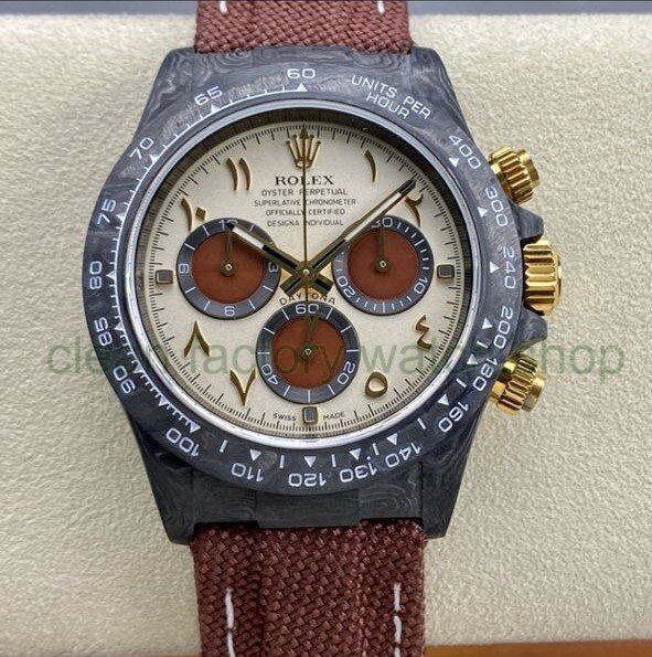 DIW Factory Rolex Daytona 116500 Limited Edition 40mm Carbon Fiber Artificial Fiber Woven Strap Middle Eastern Digital Gold Dial 1 d95c7100 83ce 458c 8839 ec25e5468a66 Clean Factory Watch