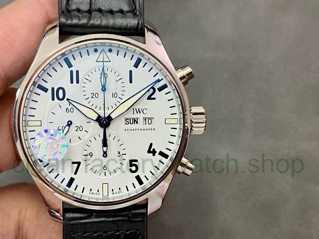 ZF Factory IWC Pilot Chronograph IW377725 43mm Steel Leather Strap White Arabic Numerals Dial 1 e174a03c 2f34 4755 bf5a 5237147e1eaf Clean Factory Watch