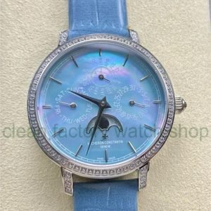TW Factory Vacheron Constantin Traditionnelle Perpetual Calendar Ultra-Thin 4305T/000G-B948 Steel Blue Leather Strap Mother Of Pearl Dial 7 e81fc517 de15 412c 9bfb fd5c18b47e1b Clean Factory Watch