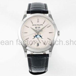 PPF Factory Patek Philippe Annual Calendar 5396G-011 38mm White Gold Leather Strap Silver Dial