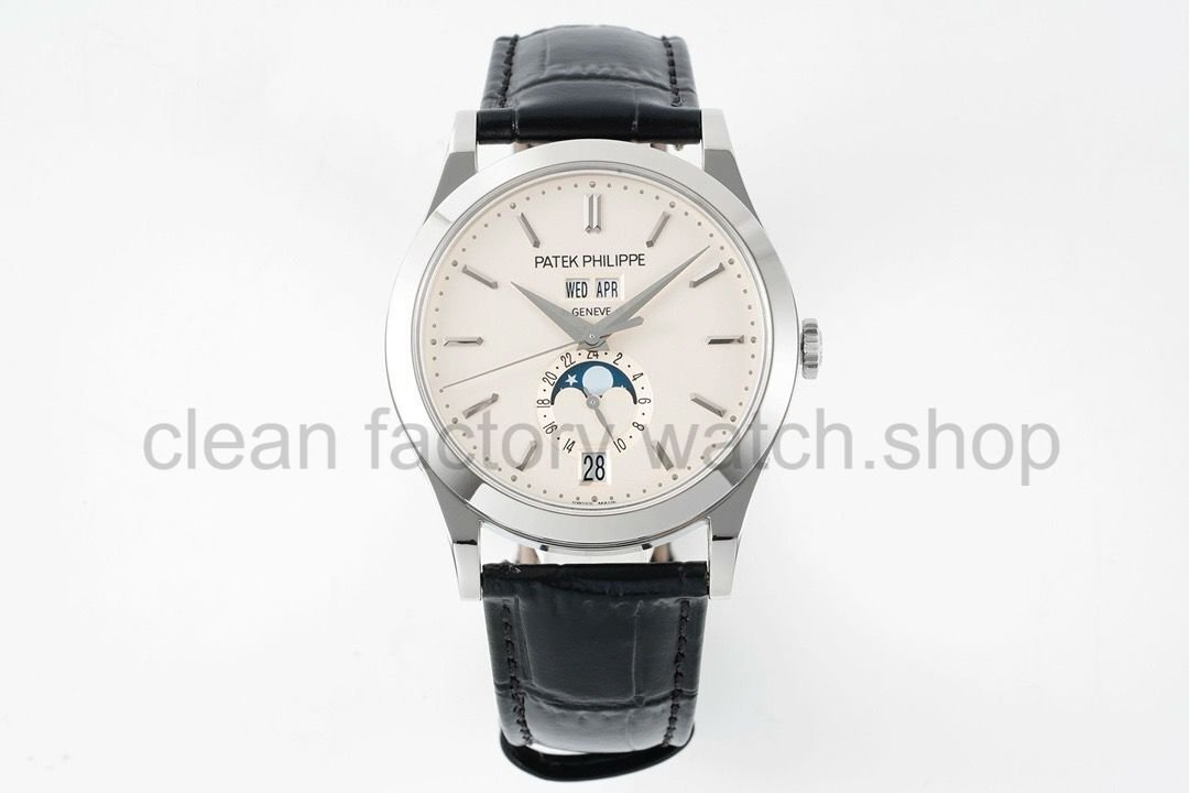 PPF Factory Patek Philippe Annual Calendar 5396G-011 38mm White Gold Leather Strap Silver Dial 1 ee48c31c 57ad 44e3 9a23 51aac737cc6d Clean Factory Watch
