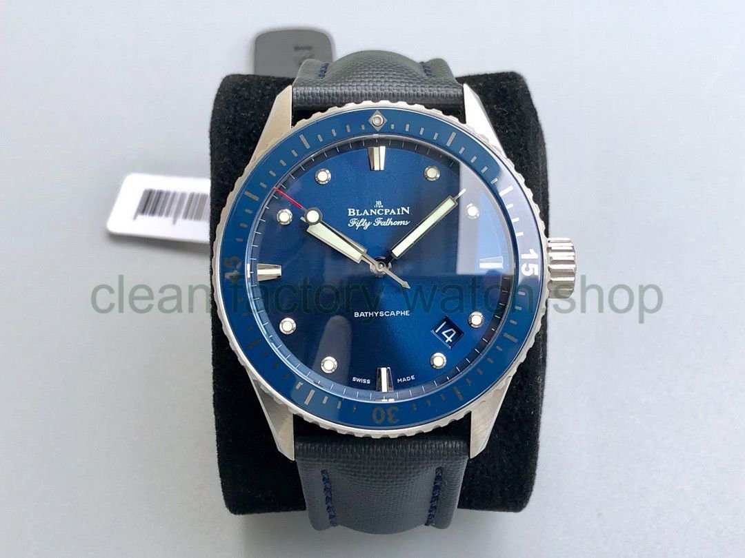 8F Factory Blancpain Fifty Fathoms Bathyscaphe 5000-0240-052A 43mm Steel Textile Strap Blue Dial 1 efb2824a bf7b 439e add3 58cd91b33a35 Clean Factory Watch