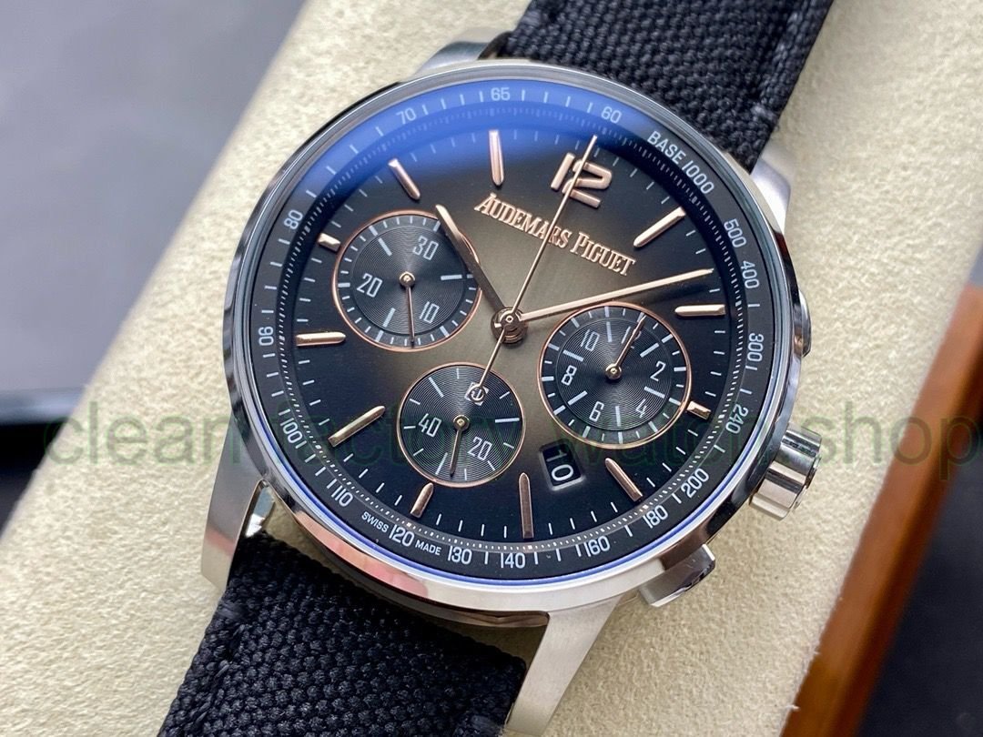 OMF Factory Audemars Piguet Code 11.59 26393CR.OO.A002KB.01 41mm Rose Gold&Steel Canvas Strap Grey Dial 3 f10dfdbb dcb8 4e17 80d2 5957577f08cb Clean Factory Watch