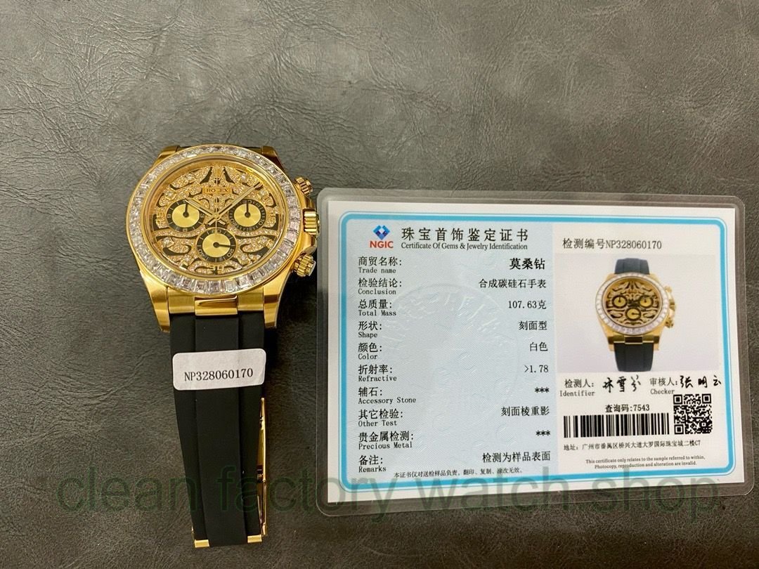 Custom Make Rolex Modified and customized Tiger Face Di Full Diamond Moissanite Diamond Disk Moissanite Square Diamond Ring Daytona 4130 Movement 40mm 1 f20d91a8 14e6 4e8e a889 3976caedefaa Clean Factory Watch