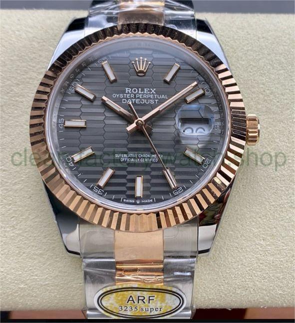 ARF Factory Rolex Datejust 41 126331-0019 41mm Half Rose Gold Fluted Grey Dial 1 f44e2420 c18b 4e32 86b9 748bd447cc87 Clean Factory Watch