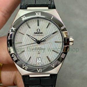 SBF Factory Omega Constellation Co-Axial Master Chronometer 131.33.41.21.06.001 41mm Steel Leather Strap Silver Dial