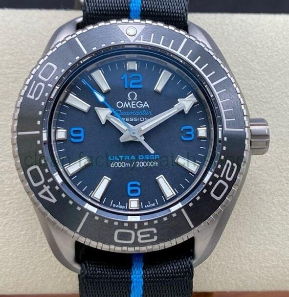 SBF Factory Omega Seamaster Ultra Deep 6000M 215.92.46.21.01.001 45.5mm Titanium Textile Strap Black Dial