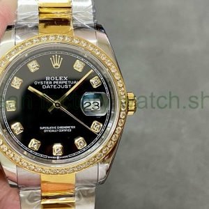 A+ Factory Rolex Datejust 126283RBR-0008 36mm Diamond Bezel Half Yellow Gold Diaond Mop Black Dial 14 0ab2dc0e 1657 45fb bed3 95a8d2d9cbda Clean Factory Watch