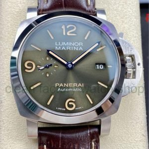 TTF Factory Panerai Luminor Marina PAM01116 Steel Leather Strap Arabic Numerals Olive Green Dial