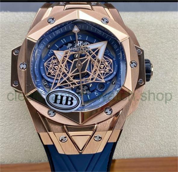 HB Factory Hublot Big Bang Sang Bleu 418.OX.5108.RX.MXM20 45mm Rose Gold Blue Rubber Strap Skeletonized Blue Dial 1 1f080c25 0f6e 4696 b85b 8838b45a682d Clean Factory Watch