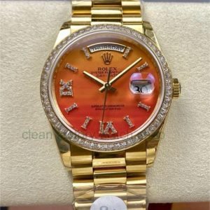 8+ Factory ‘Counterweight’ Rolex Day-Date 128348RBR-0049 36mm Diamond Bezel Full Yellow Gold Roman Numerals&Diamond Red Ombré Dial 18 5370ae30 0f48 464e a4b2 3e3d529fdbbd Clean Factory Watch