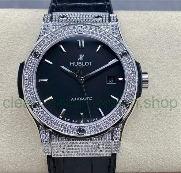 HB Factory Hublot Classic Fusion 542.NX.1171.LR.1704 42mm Titanium/Diamond Leather Strap Black Dial 1 5609cfd4 f71a 4381 9244 923e43b30b5e 1 Clean Factory Watch