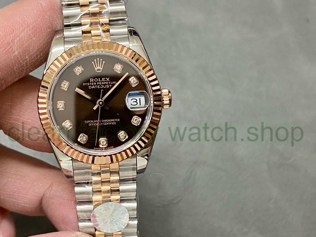 A+ Factory Rolex Datejust 278271-0028 31mm Half Rose Gold Diamond Mop Brown Dial Jubilee 1 66d4a940 5bca 45d4 bf61 aa355e48e5e4 Clean Factory Watch