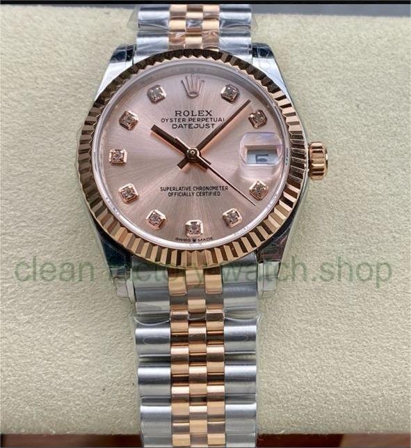 GS Factory Rolex Datejust 278271-0024 31MM Half Rose Gold Diamond Mop Pink Dial Jubilee 1 728007a1 83e8 410c 806d a11f1876ed1f Clean Factory Watch