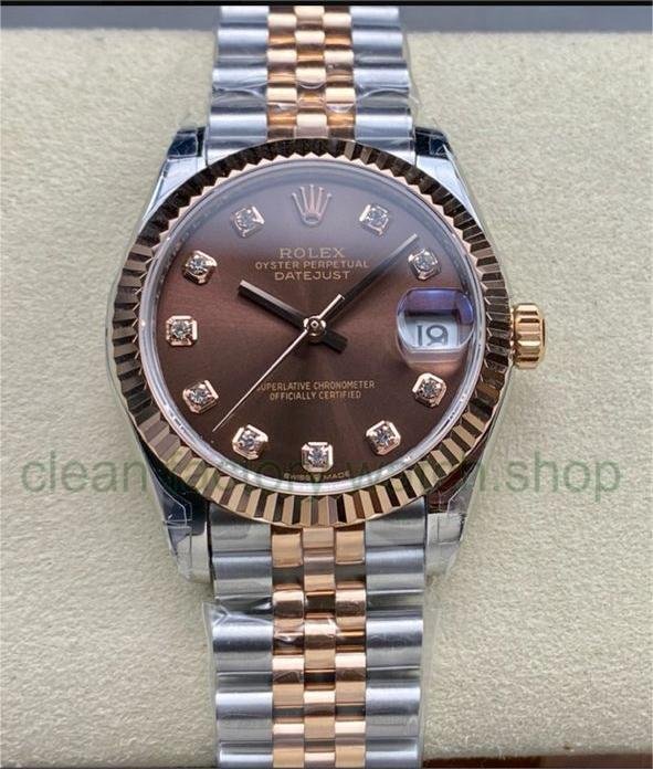 GS Factory Rolex Datejust 278271-0028 31MM Half Rose Gold Diamond Mop Brown Dial Jubilee 1 72a98e29 1c32 4538 a2c0 0dcd6ed31054 Clean Factory Watch
