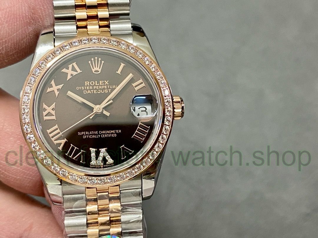 A+ Factory Rolex Datejust 278381RBR-0006 31mm Diamond Bezel Half Rose Gold Roman Number&Diamond Brown Dial Jubilee 1 85f80c4f 8fe5 476d b018 ca9f155664f3 Clean Factory Watch
