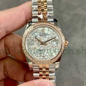 A+ Factory Rolex Datejust 278381RBR-0032 31mm Diamond Bezel Half Rose Gold Silver Floral-Motif, Diamond-Set Dial Jubilee 16 8f239e65 e62e 4dde bbf4 83727204621b Clean Factory Watch