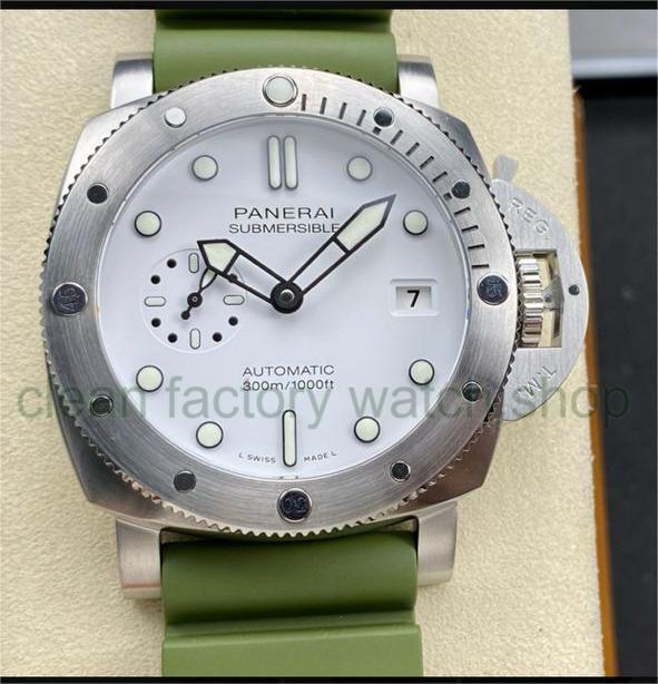 VS Factory Panerai Submersible Quarantaquattro Bianco Pam1226 44mm Steel Green Rubber Strap White Dial 1 ab85d087 4e0e 4083 9653 dbabf6075516 Clean Factory Watch