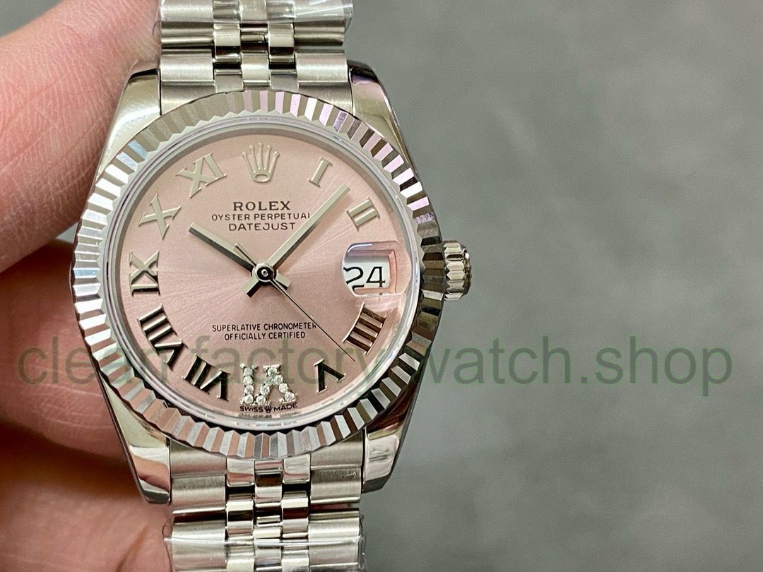 A+ Factory Rolex Datejust 278274-0024 31mm Full 904L Roman Numerals&Diamond Pink Dial Jubilee 1 b61c4489 fa60 4a31 9506 bfd83afec885 Clean Factory Watch