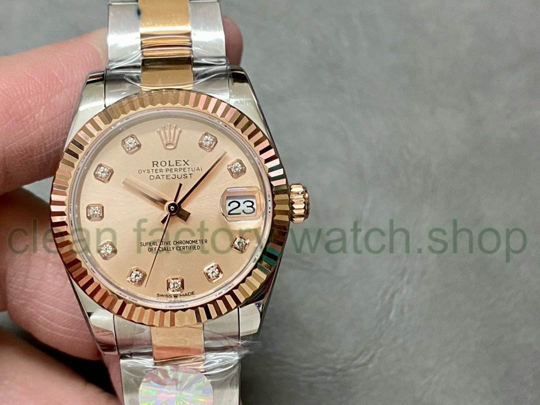A+ Factory Rolex Datejust 278273-0023 31mm Half Rose Gold Diamond Mop Diamond Mop Pink Dial 1 b8e84e41 e02d 4ed2 b6e2 981e48a6f212 Clean Factory Watch