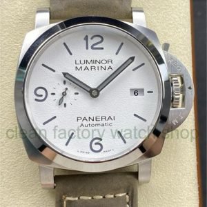 TTF Factory Panerai Luminor Marina PAM 01314 Steel Leather Strap Arabic Numerals White Dial