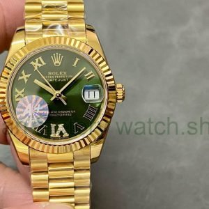 A+ Factory Rolex Datejust 278278-0030 31mm Full Yellow Gold Roman Numerals&Diamond Green Dial 6 bf41fd7d 60dc 4a60 a91f a17360dd2c07 Clean Factory Watch