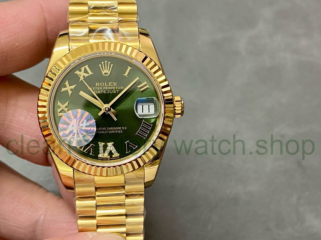 A+ Factory Rolex Datejust 278278-0030 31mm Full Yellow Gold Roman Numerals&Diamond Green Dial 1 bf41fd7d 60dc 4a60 a91f a17360dd2c07 Clean Factory Watch