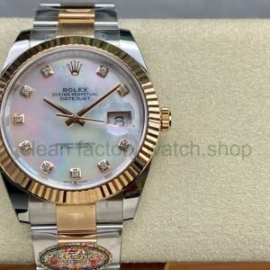 Clean Factory Rolex Datejust 126331 41MM Half Rose Gold Diamond Mother Of Pearl Dial 16 cf848df9 25ca 4e06 92f6 632430a8d3e2 Clean Factory Watch