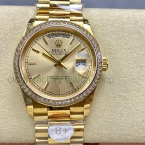 8+ Factory ‘Counterweight’ Rolex Day-Date 128348RBR-0026 36mm Diamond Bezel Full Yellow Gold Champagne Dial 12 d4a3dc06 4779 4e4e bf14 dff9e84e31a8 Clean Factory Watch