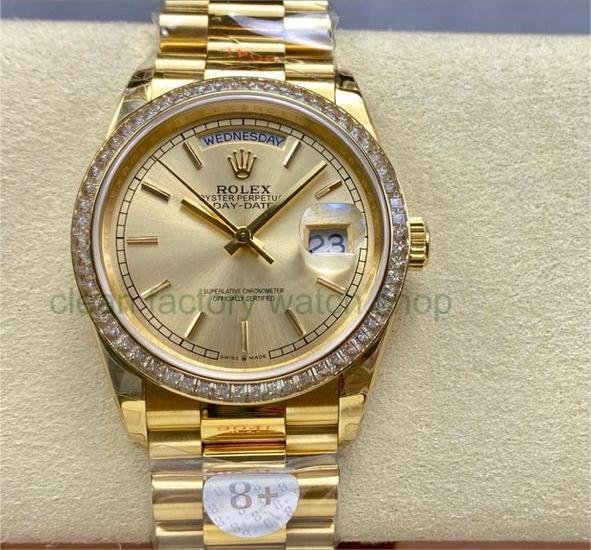 8+ Factory ‘Counterweight’ Rolex Day-Date 128348RBR-0026 36mm Diamond Bezel Full Yellow Gold Champagne Dial 1 d4a3dc06 4779 4e4e bf14 dff9e84e31a8 Clean Factory Watch
