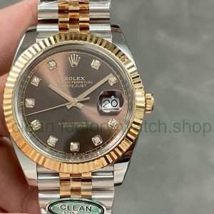 Clean Factory Rolex Datejust 126331-0004 41MM Half Rose Gold Diamond Brown Dial Jubilee 24 d5af3089 a070 44e7 a1bc 62cc36c119ef Clean Factory Watch