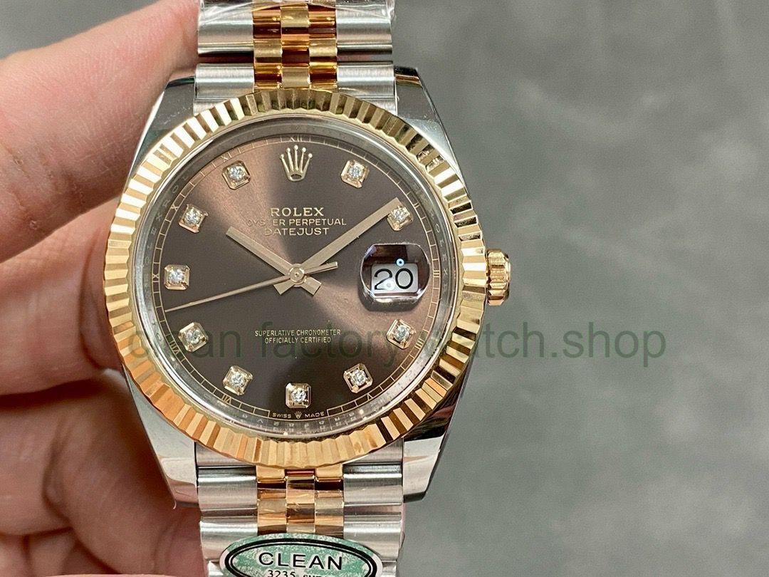 Clean Factory Rolex Datejust 126331-0004 41MM Half Rose Gold Diamond Brown Dial Jubilee 1 d5af3089 a070 44e7 a1bc 62cc36c119ef Clean Factory Watch