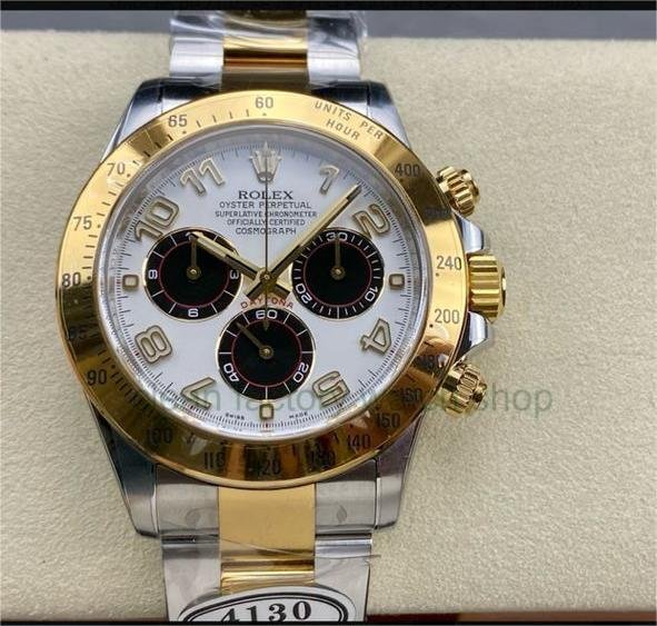 Clean Factory Rolex Daytona 116523 40MM Half Gold Arabic Number Black Eye White Dial 1 e5fa30f8 7024 4f15 a616 b1774bf27c42 Clean Factory Watch