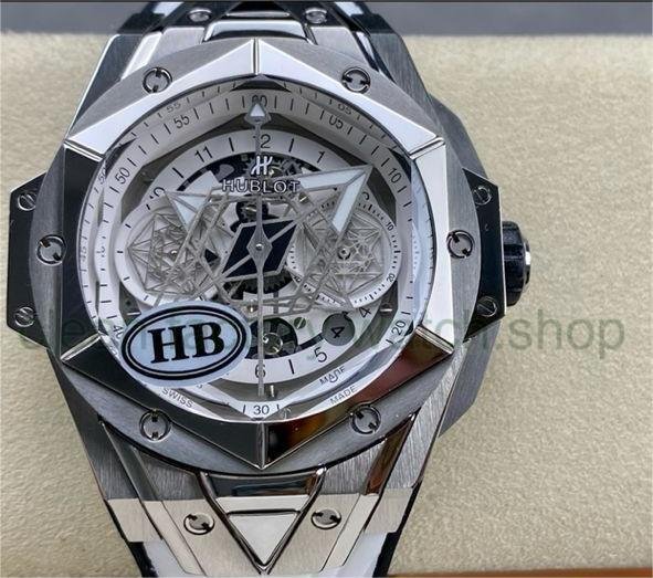 HB Factory Hublot Big Bang Sang Bleu 418.NX.2001.RX.MXM20 45mm Titanium White Rubber Strap Skeletonized White Dial 1 ecf6c91b d542 411b 8317 006067a4f681 Clean Factory Watch