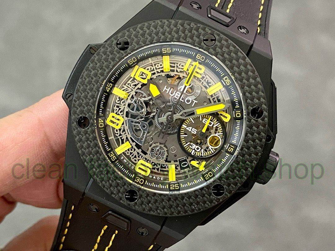 HUB Factory Hublot Big Bang Ferrari 401.CQ.0129.VR 45mm Carbon Leather Strap Arabic Numerals Skeletonized Dial 3 f0daba55 9e15 49e4 9da5 86657400bb03 Clean Factory Watch