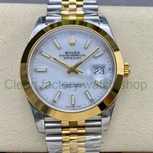VS Factory Rolex Datejust 126303-0016 41mm Gold Smooth Bezel Half Yellow Gold White Dial Jubilee 6 154f1f64 cda5 4bf4 ac48 2d8194eebf88 Clean Factory Watch