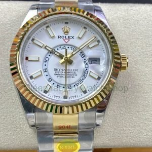 Noob Factory Rolex Sky-Dweller 336933-0005 42mm Half Yellow Gold White Dial 14 30729258 7eab 4f9f 9f94 c650ea3acf73 Clean Factory Watch