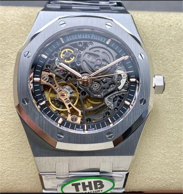 THB Factory Audemars Piguet Royal Oak Double Balance Wheel Openworked 15407ST.OO.1220ST 41mm Full Steel Skeletonized Dial 1 THB Factory Audemars Piguet Royal Oak Double Balance Wheel Openworked 15407ST.OO.1220ST 41mm Full Steel Skeletonized Dial