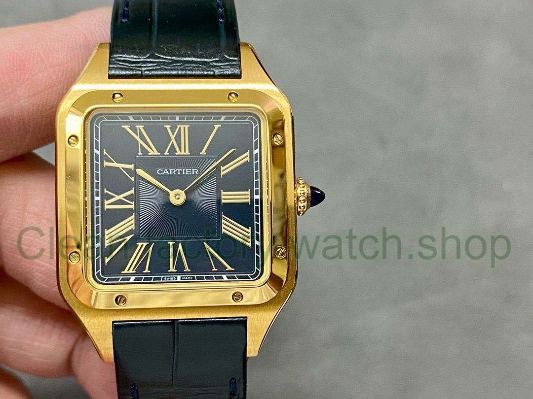 F1 Factory Cartier Santos Dumont WGSA0077 31.4mm Yellow Gold Leather Strap Roman Numerals Black Dial 1 3b0670b5 330b 4056 b428 e1c9c0f00b2f Clean Factory Watch
